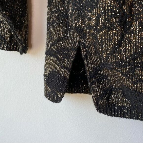 Vintage Carly Blake Black Gold Floral Simmer Pullover Sweater XL - Picture 4 of 7